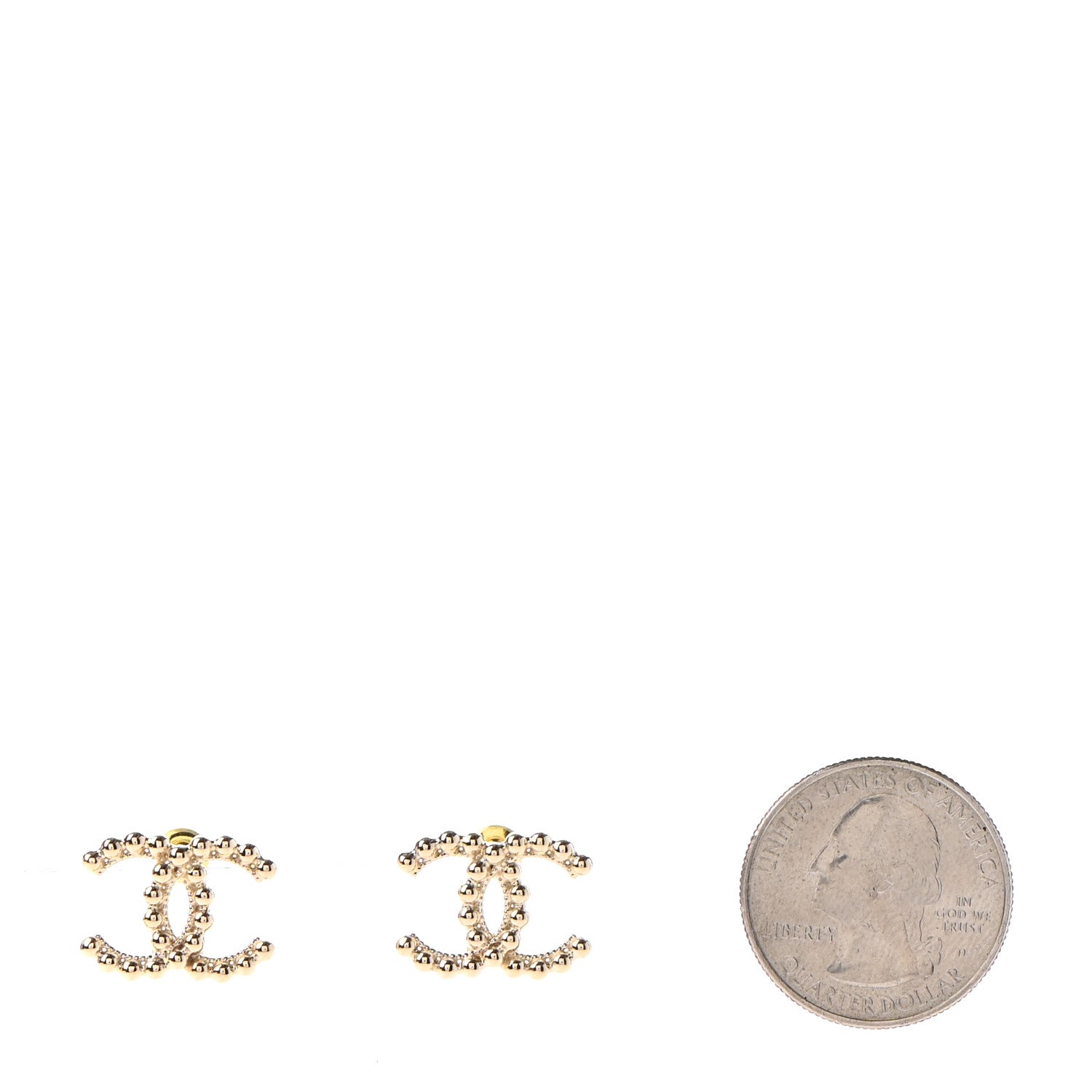 Chanel Metal Bead CC Earrings Gold 2 of 4