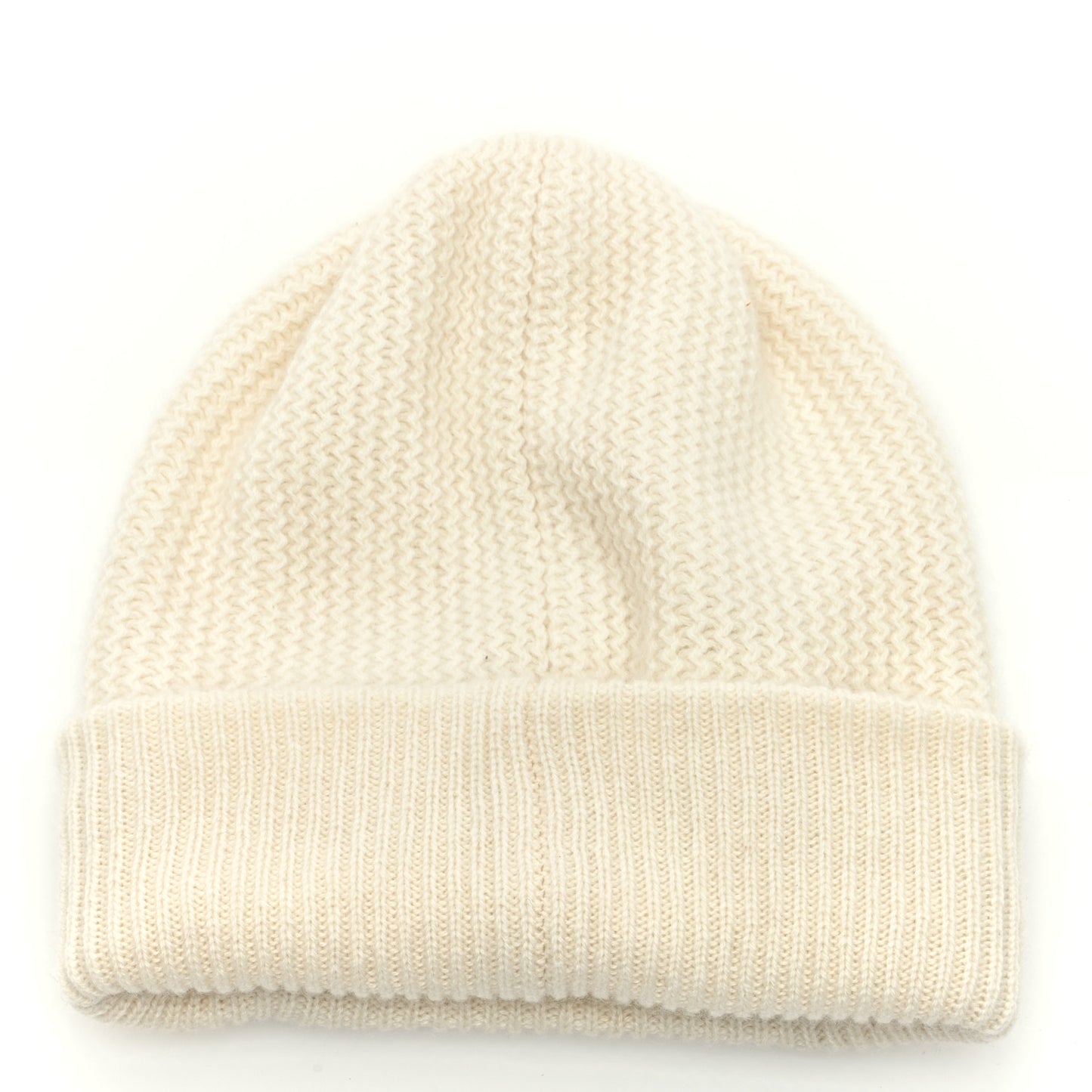 Cashmere Sequin Logo Beanie Hat Ivory Gold