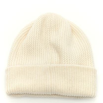 Chanel Cashmere Sequin Logo Beanie Hat Ivory Gold 2 of 5