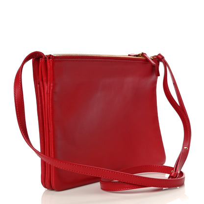 Celine Lambskin Large Trio Crossbody Bag Red 3 of 11