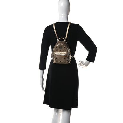 MCM Visetos Studded X-Mini Stark Backpack Champagne Gold 2 of 10