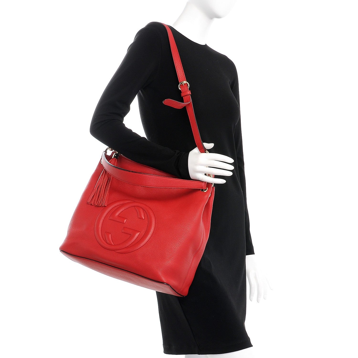 Gucci Pebbled Calfskin Large Soho Hobo Tabasco Red 2 of 10