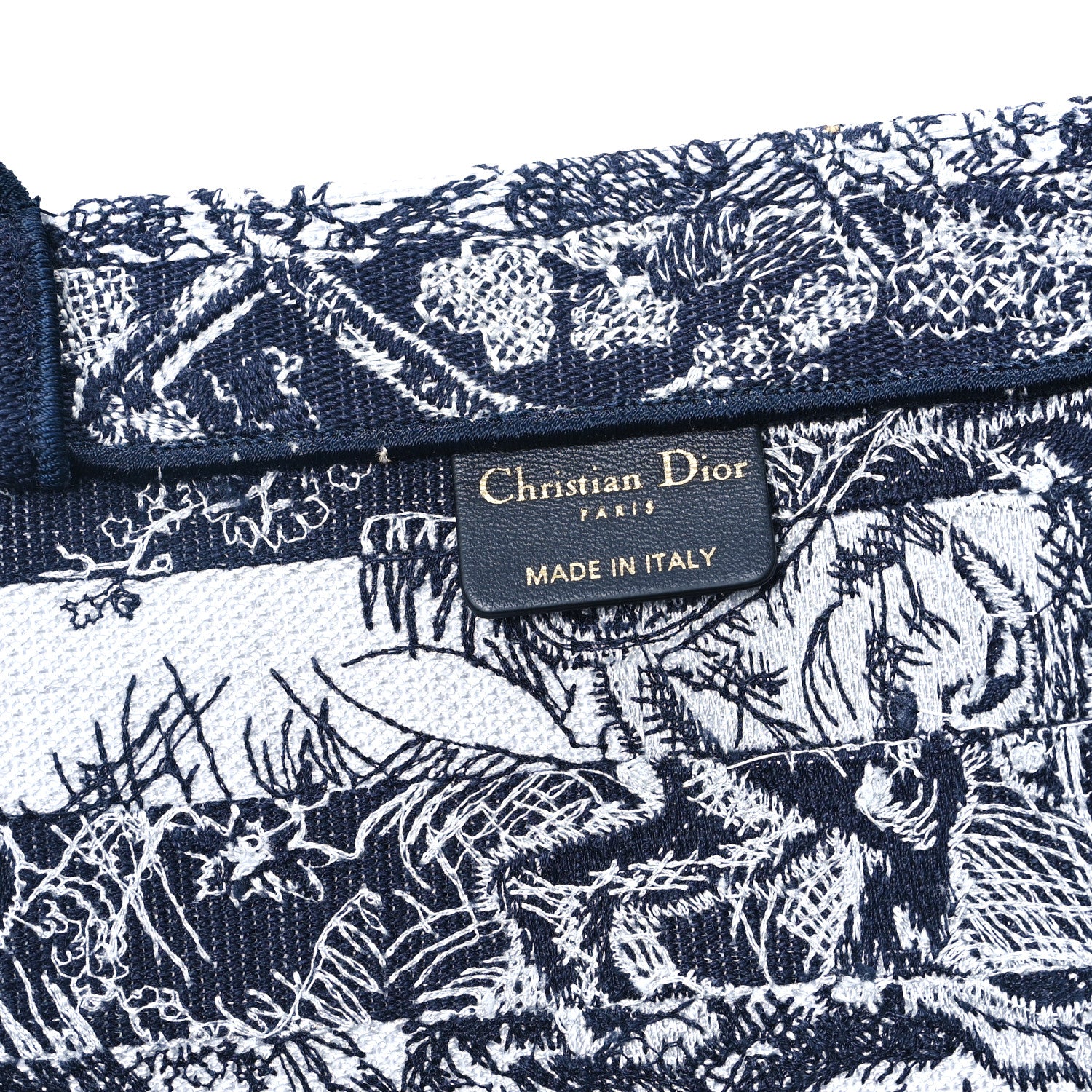 Christian Dior Canvas Embroidered Large Dioriviera Reverse Striped Toile De Jouy Book Tote Blue White 6 of 12
