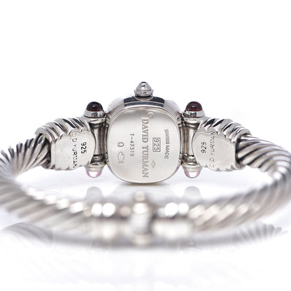 David Yurman Sterling Silver Diamond Bezel Pink Mother of Pearl Pink Tourmaline 21mm Classic Cable Quartz Watch 4 of 4
