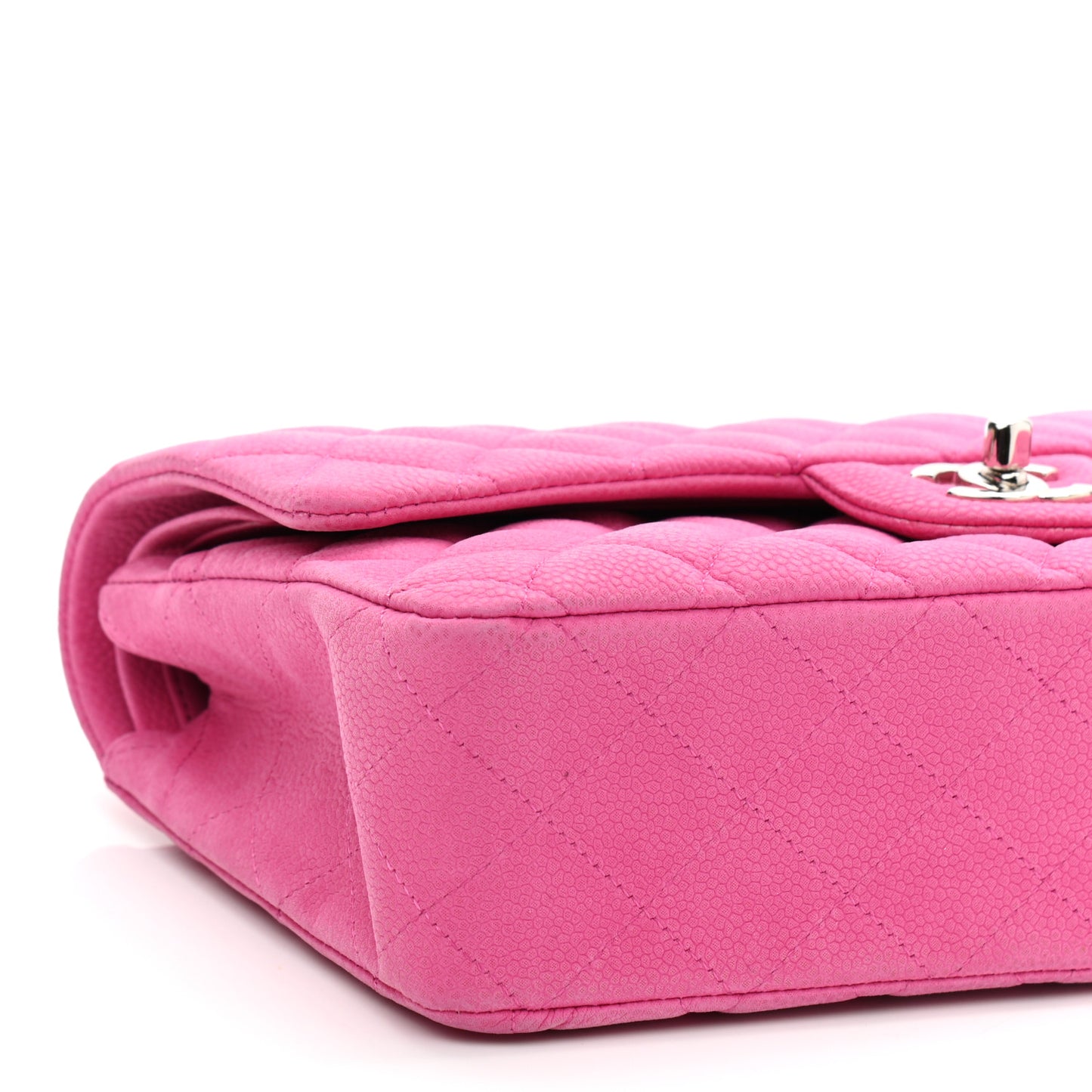 Iridescent Caviar Quilted Medium Double Flap Pink