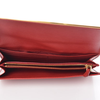 Prada Saffiano Metal Bar Continental Flap Wallet Fuoco 5 of 10