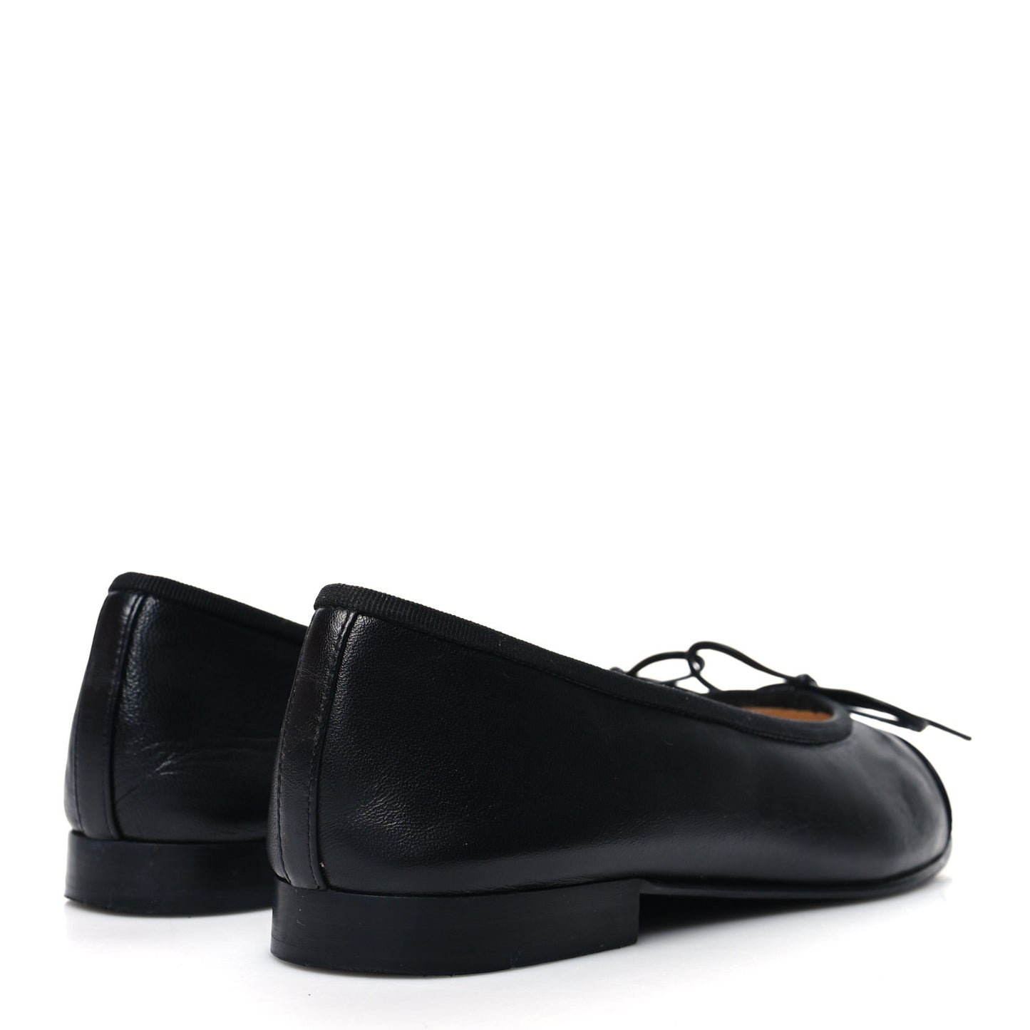 Lambskin Patent CC Cap Toe Ballerina Flats 36 Black