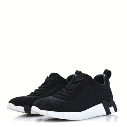 Hermes Goatskin Suede Goatskin Bouncing Sneakers 38 Black 4 of 9