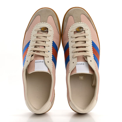 Gucci Calfskin Suede Web Mens G74 Sneakers 9 Oatmeal Soft Rose 2 of 10