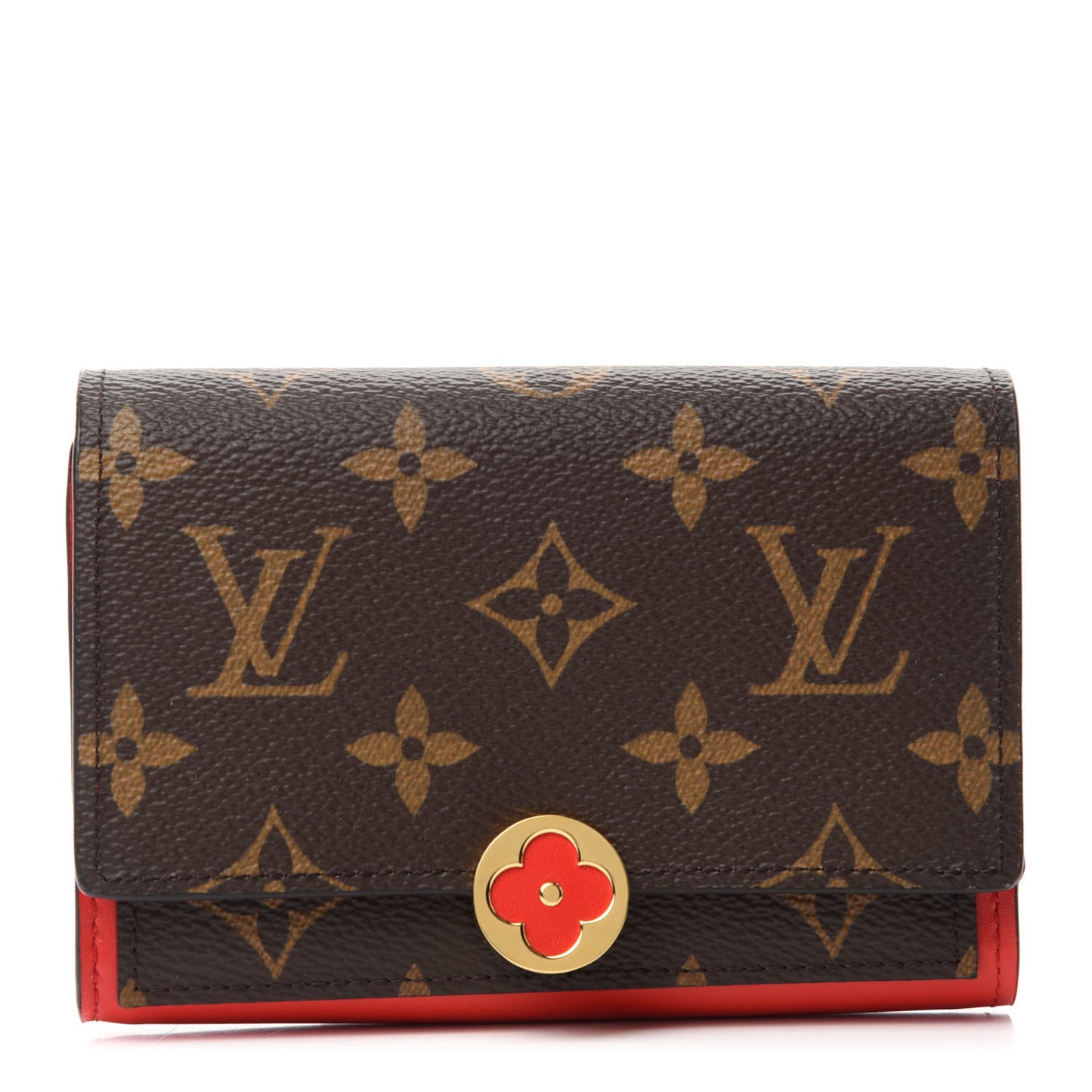 Monogram Flore Compact Wallet Coquelicot