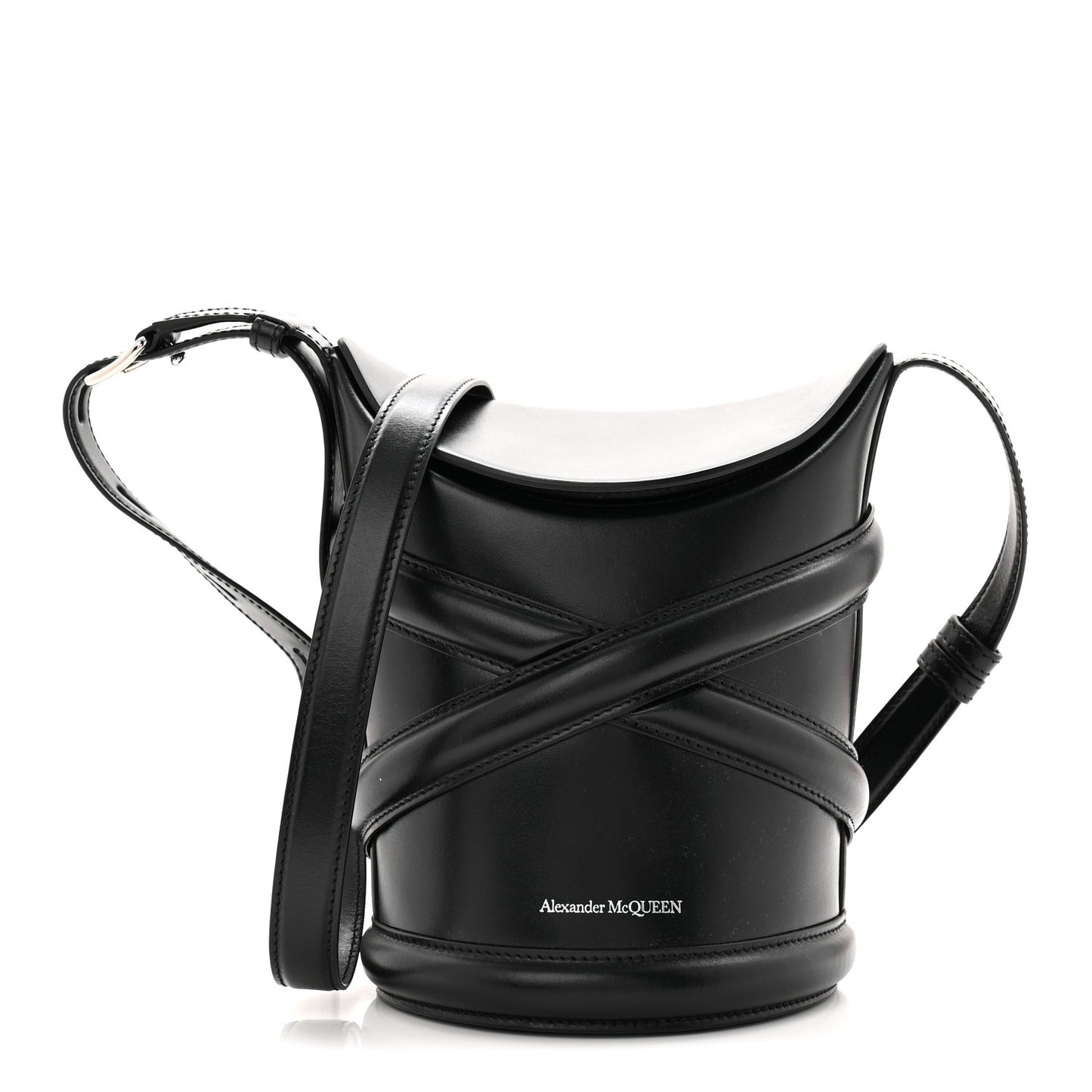 Calfskin The Curve Small Shoulder Bag Black
