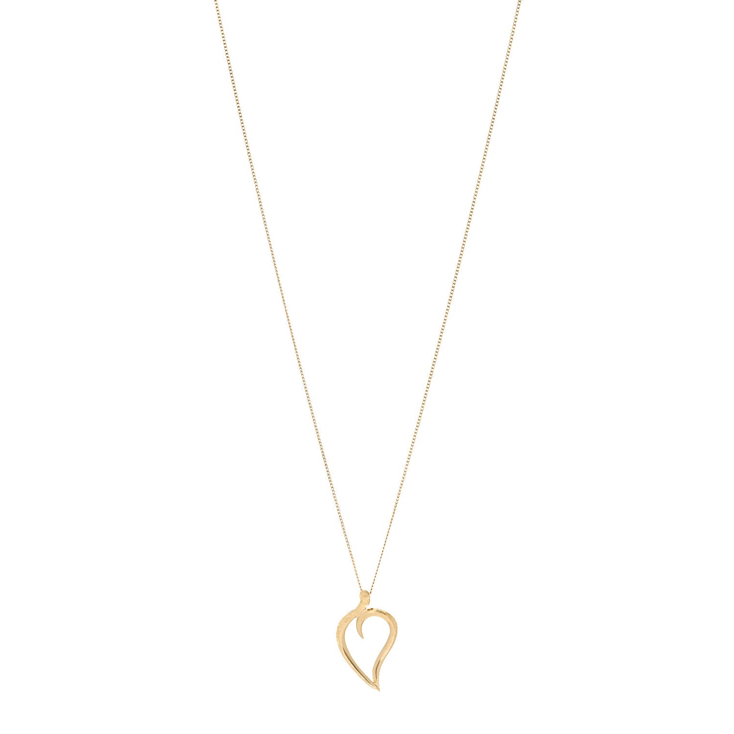 18K Yellow Gold Open Leaf Pendant Necklace