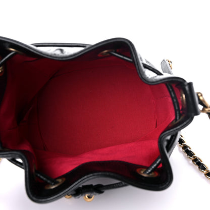 Chanel Shiny Aged Calfskin CC Chain Mini Drawstring Bag Black 5 of 11