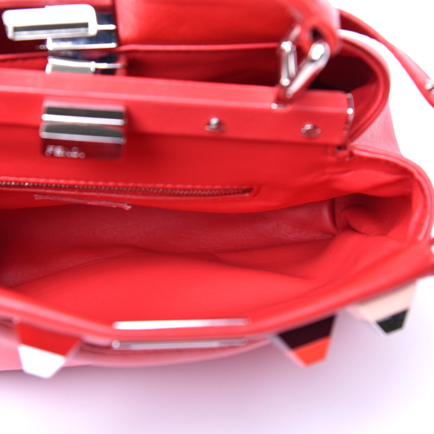 Fendi Nappa Studded Mini Peekaboo Iconic Satchel Fiamma Multicolor 6 of 10