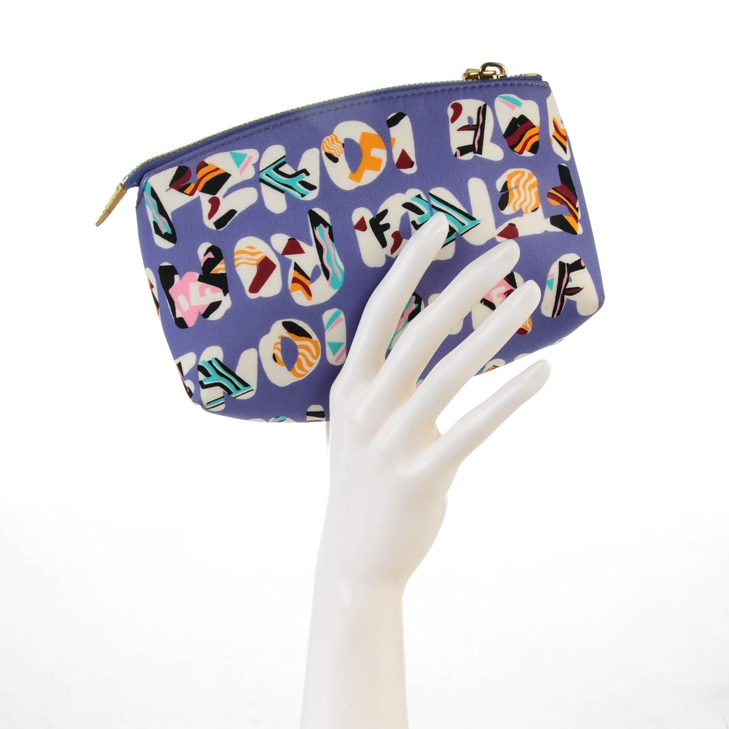Fendi Nylon Roma Print Cosmetic Pouch Cassis Paglia 2 of 7