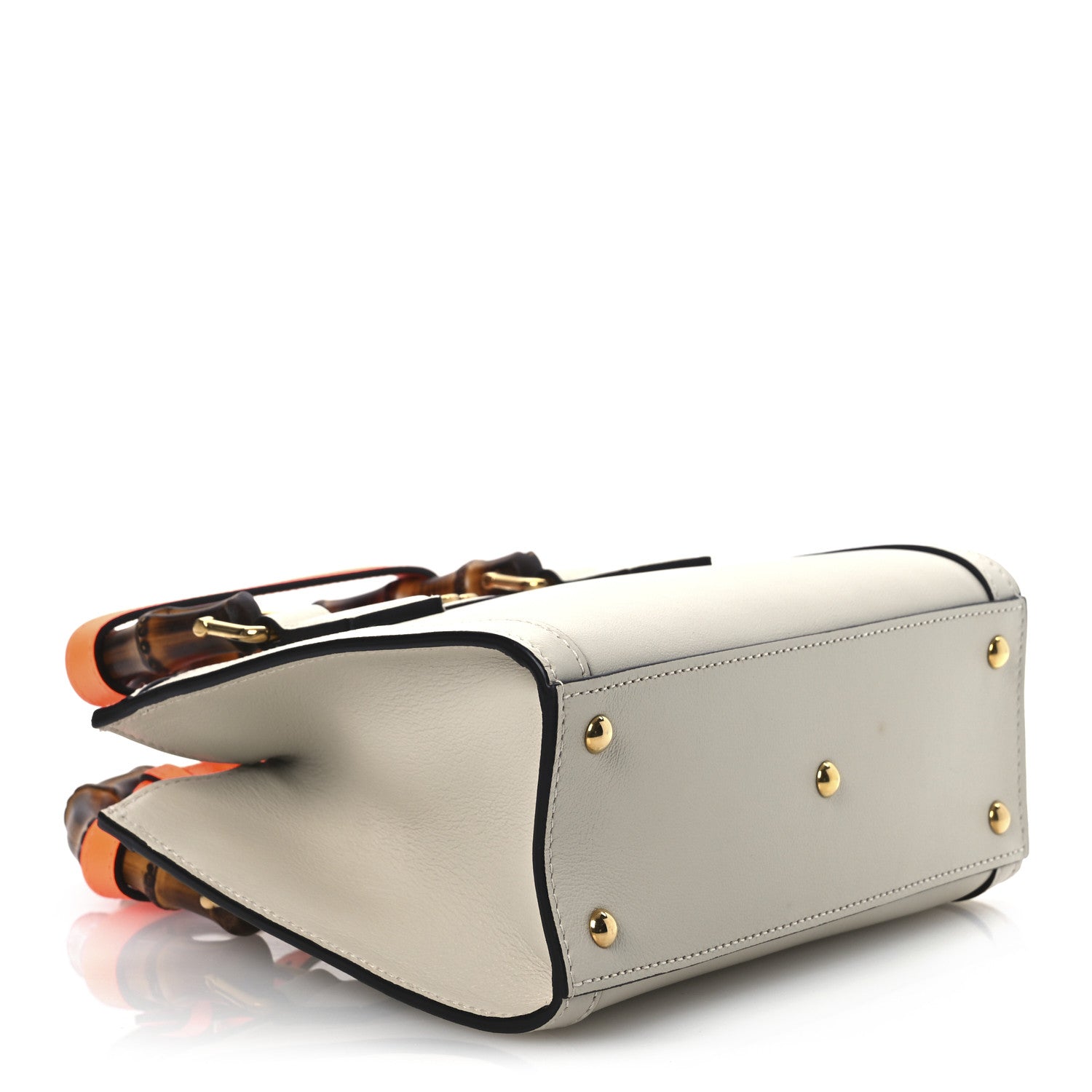 Gucci Wonka Grain Calfskin Mini Diana Tote Bag Mystic White Orange Fluo 4 of 13