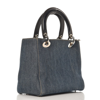 Christian Dior Denim Crystal Medium Lady Dior Blue 3 of 10