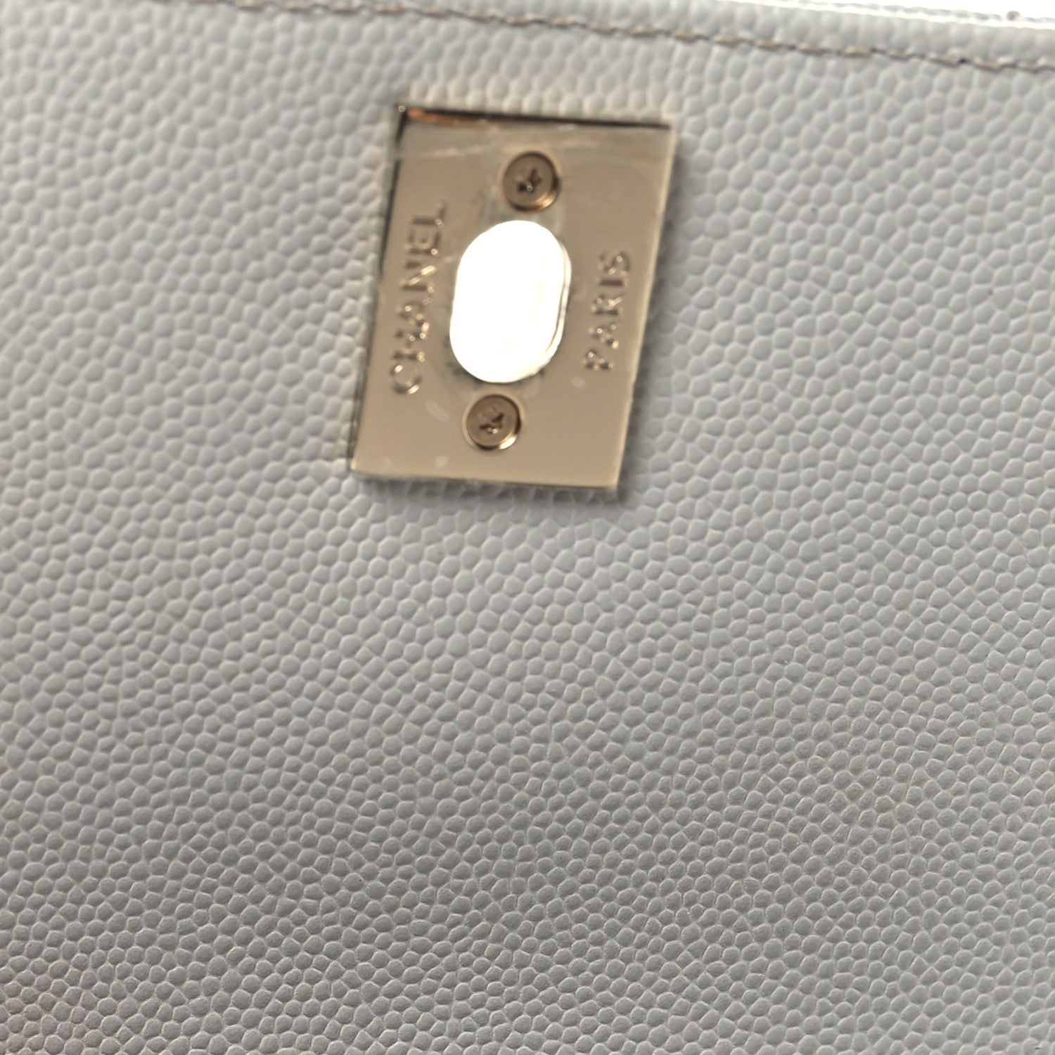 Chanel Caviar Quilted Mini Coco Handle Flap Light Grey 12 of 14