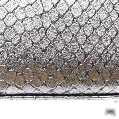 Saint Laurent Metallic Calfskin Python Embossed Monogram Chain Wallet Silver 17 of 17