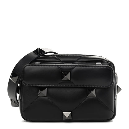 Valentino Garavani Nappa Monochome Small Roman Stud Crossbody Bag Black 1 of 8