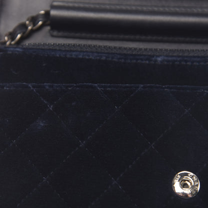 Chanel Velvet Quilted Boy Wallet On Chain WOC Navy 12 of 14
