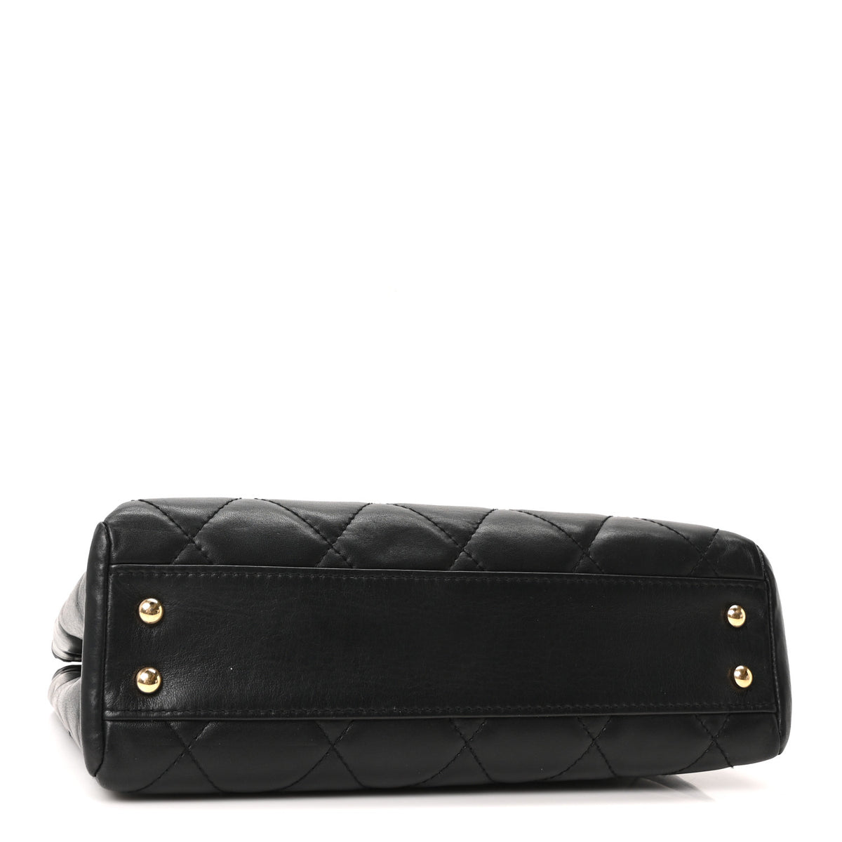 Calfskin Quilted Perforated Edge Tote  Black