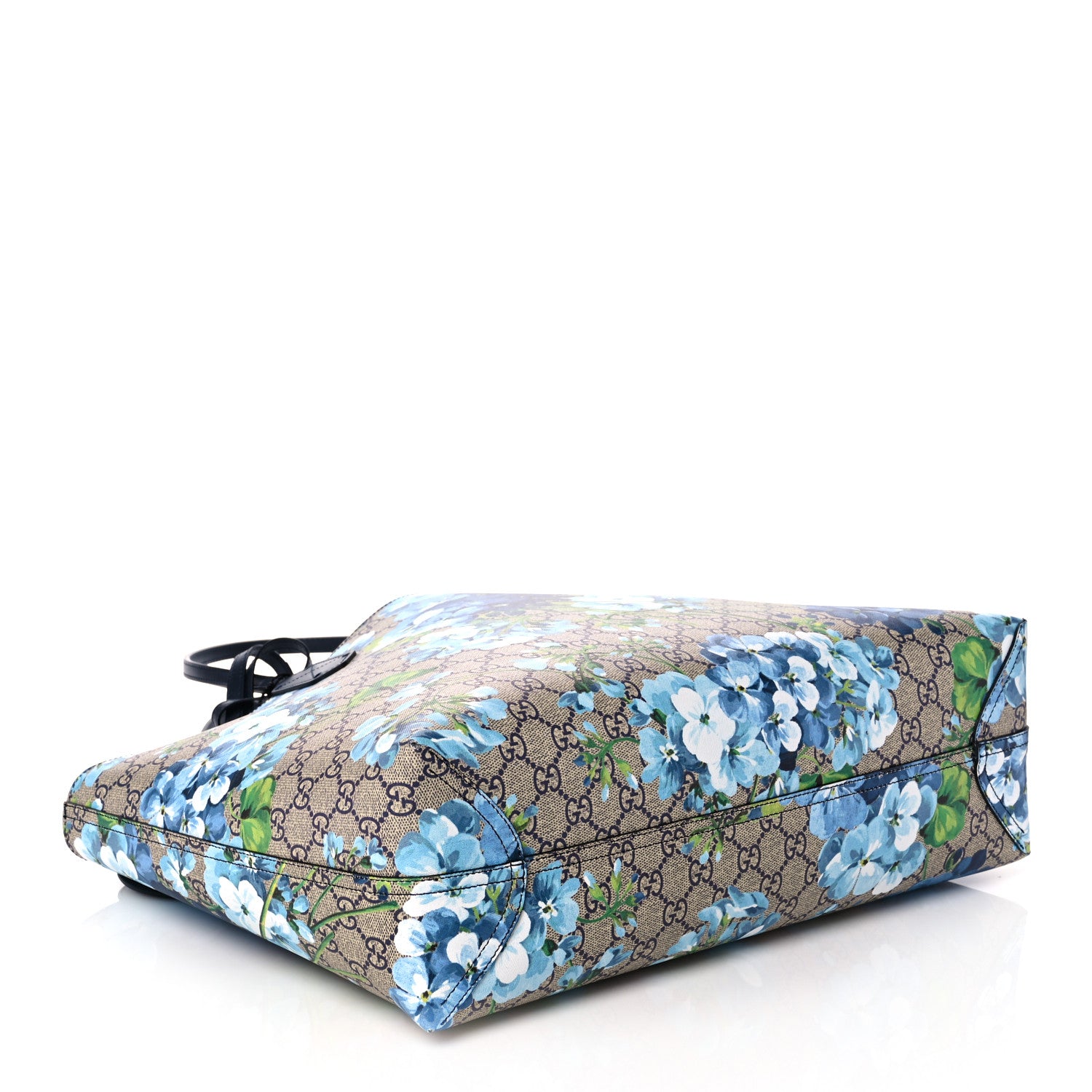 Gucci GG Supreme Monogram Blooms Medium Reversible Tote Beige Blue Navy 4 of 13