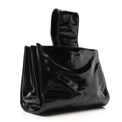 Chanel Patent Mademoiselle Lock Convertible Wrist Clutch Bag Black 3 of 10