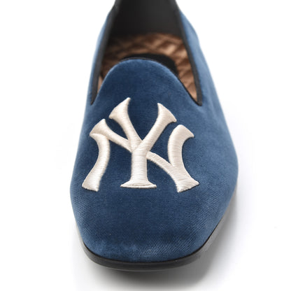 Gucci X MLB Velvet NY Yankees Embroidered Mens Loafers 8 Zaffre Black 12 of 12