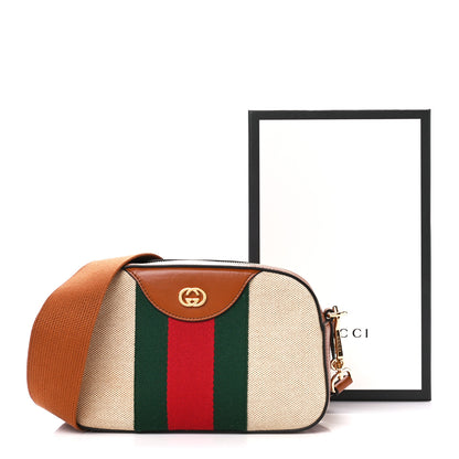 Gucci Vintage Canvas Web Shoulder Bag Sand Cuir 12 of 12