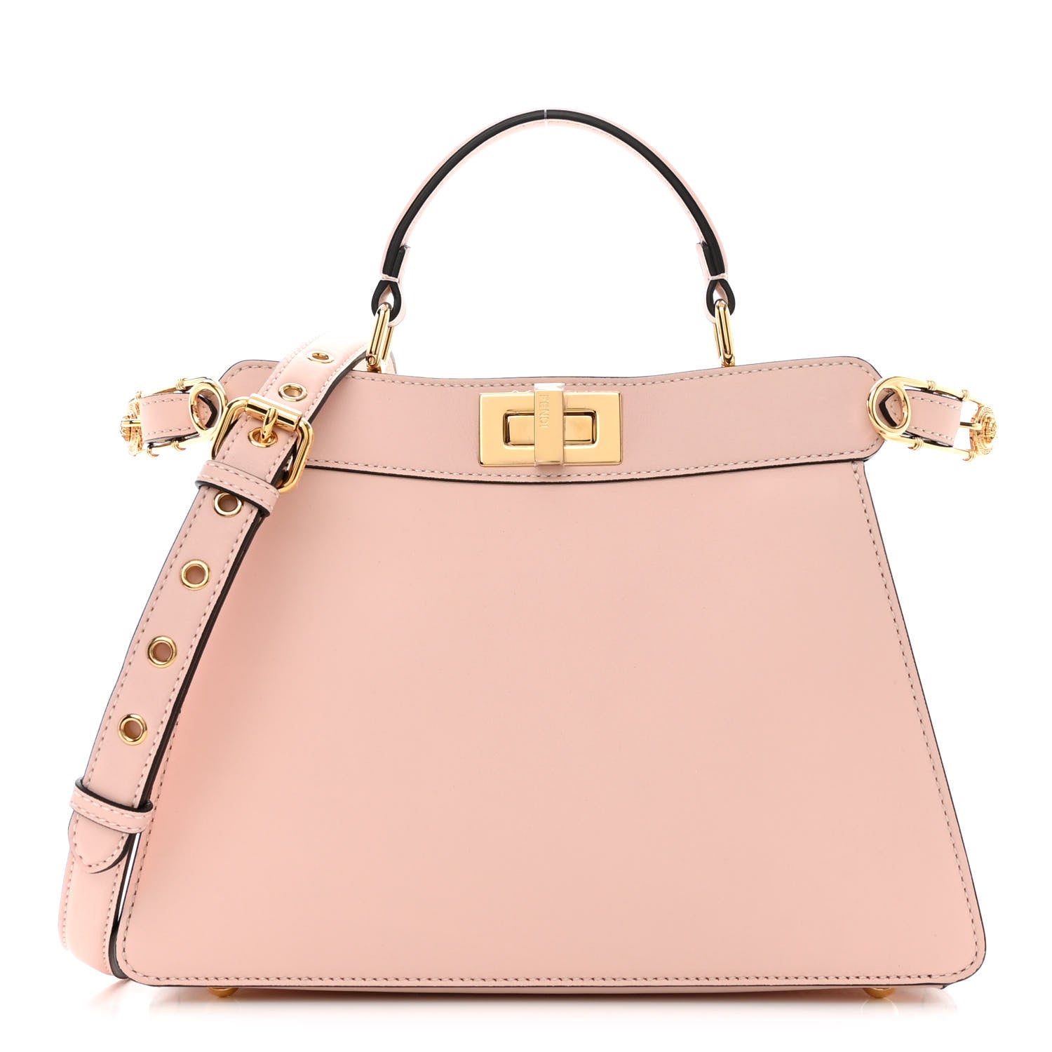Fendi X VERSACE Vitello Seta Nappa Fendace FF Baroque Small Peekaboo I SEE U Satchel Rosa Confetto White Gold 1 of 10