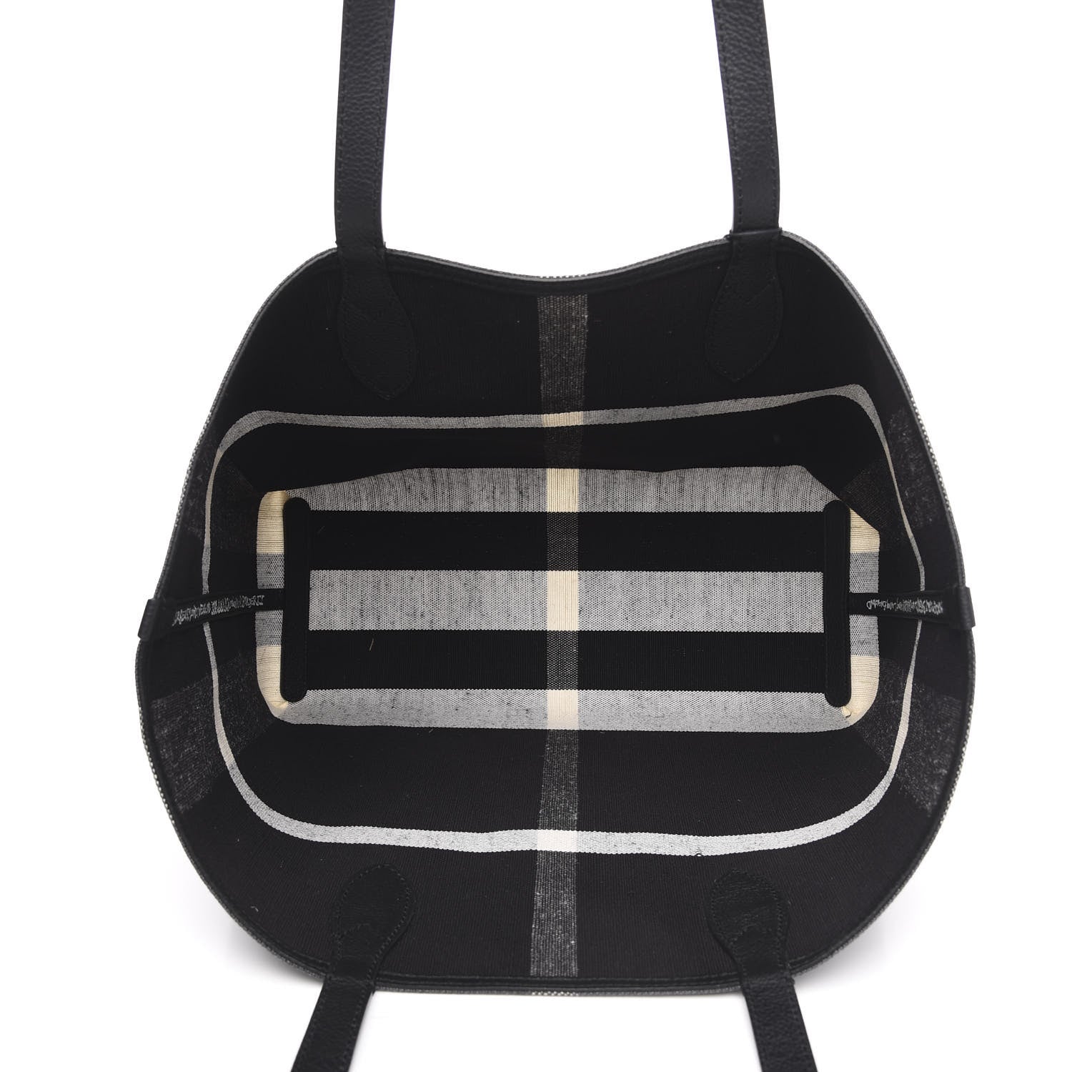 Burberry Coated Canvas Mega Check Medium Doodle Tote Black White 5 of 10