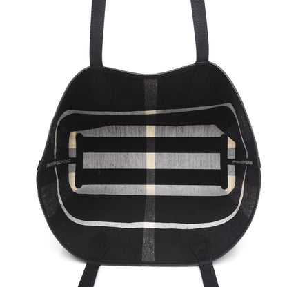 Burberry Coated Canvas Mega Check Medium Doodle Tote Black White 5 of 10