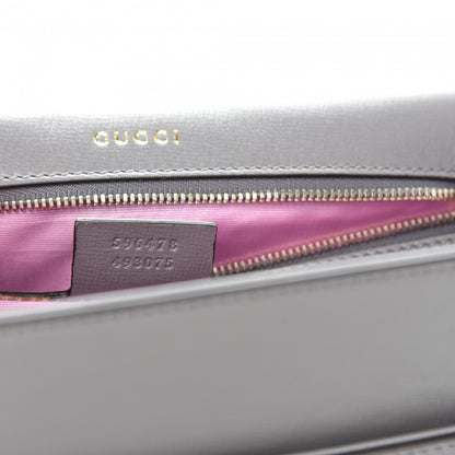 Gucci Textured Calfskin Silk Scarf Medium Torchon GG Ring Shoulder Bag Grey 8 of 11