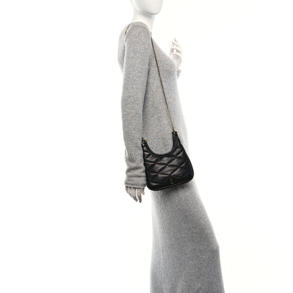 Saint Laurent Lambskin Quilted Monogram Sade Hobo Black 2 of 9