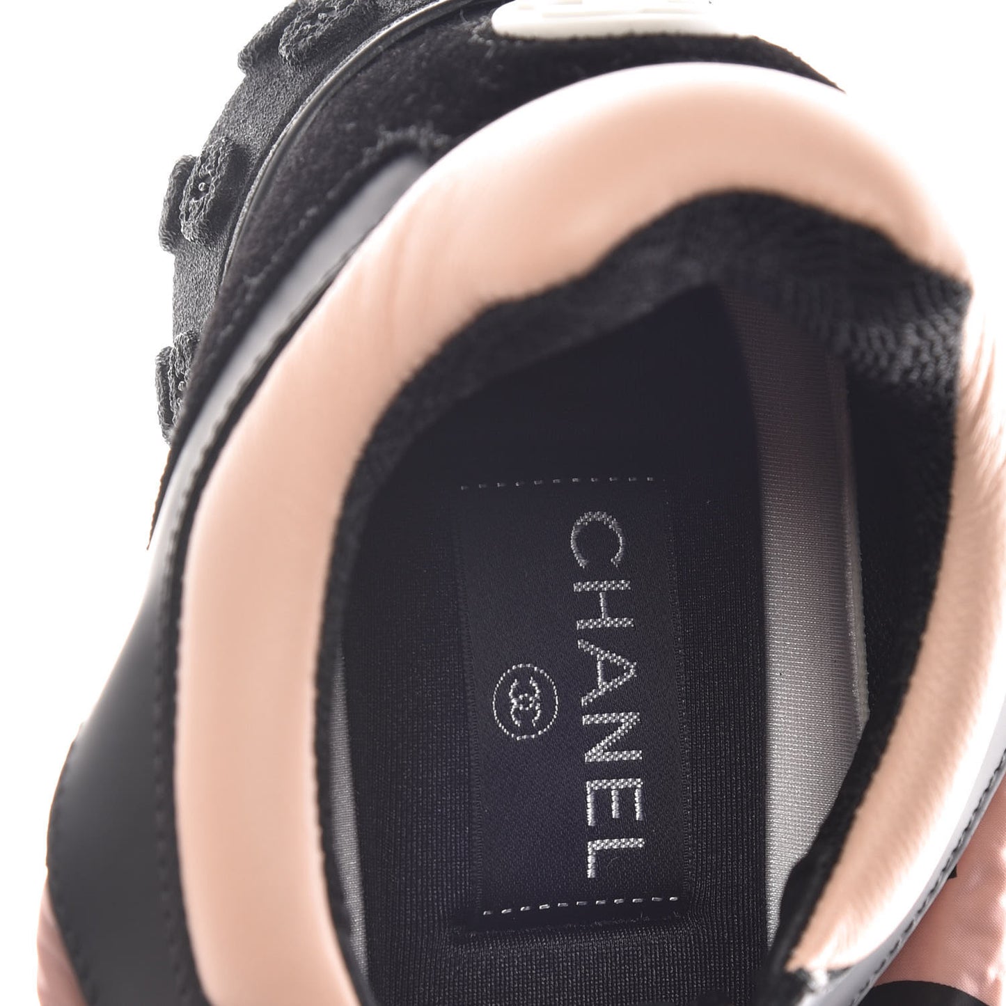 Nylon Calfskin Suede CC Womens Sneakers 37.5 Pink Black