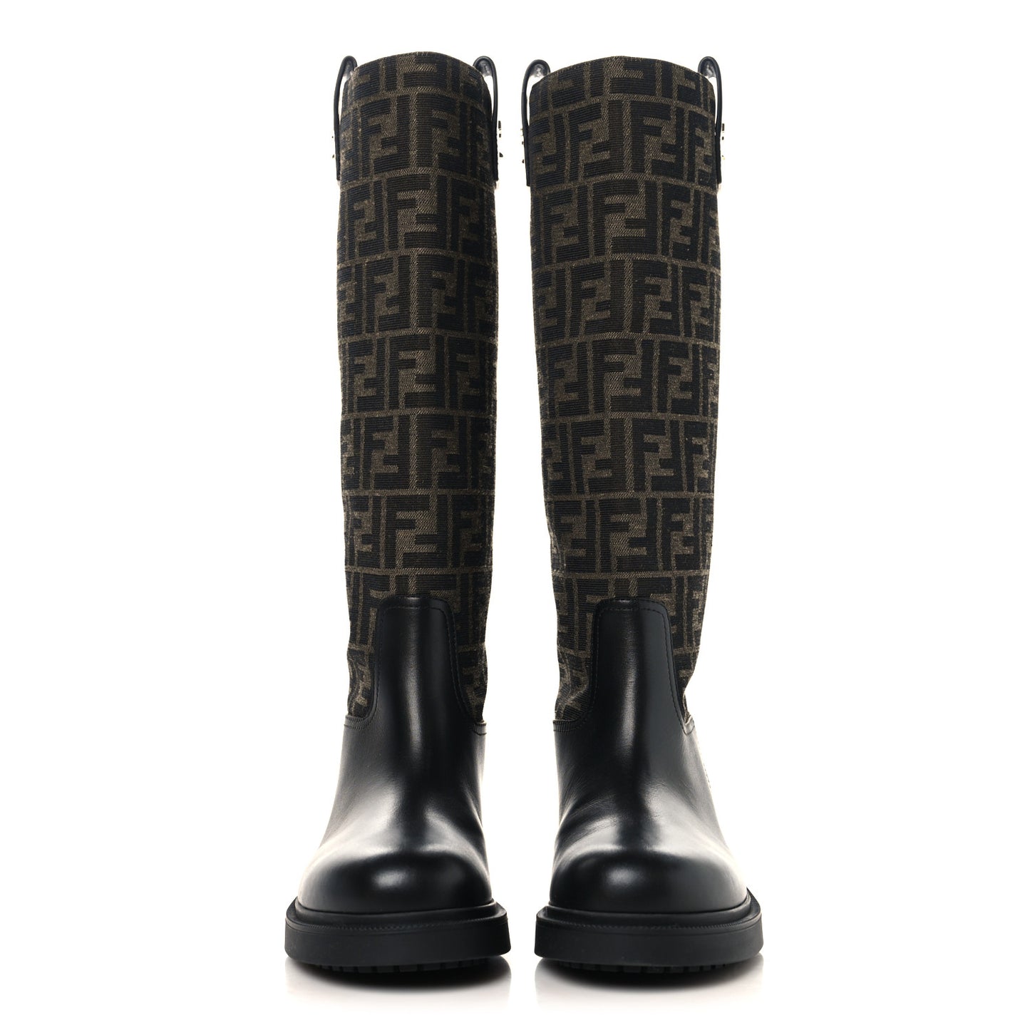 Zucca Calfskin Flip Boots 39 Tobacco Black