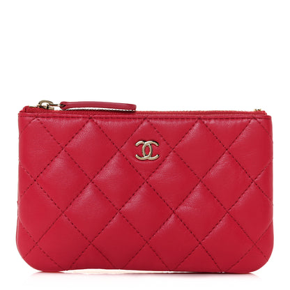 Chanel Lambskin Quilted Small Cosmetic Case Dark Pink 1 of 11
