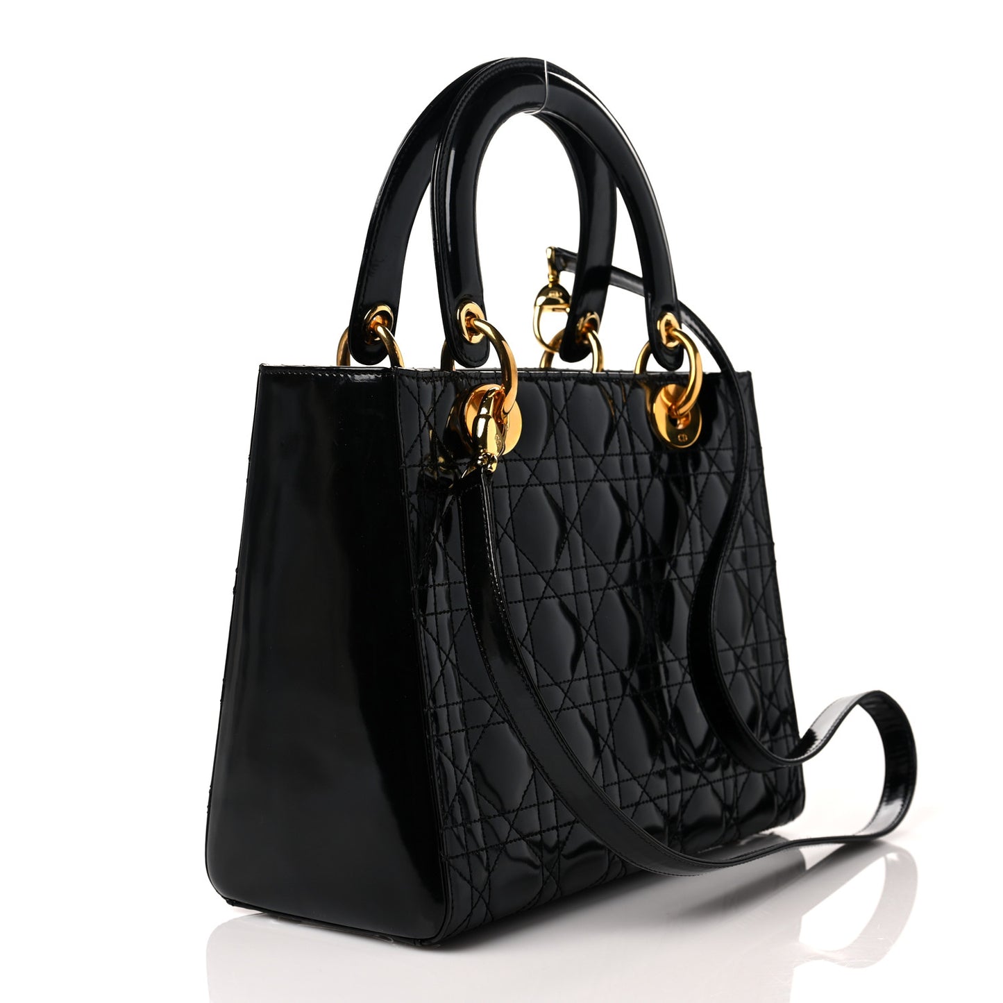 Patent Cannage Medium Lady Dior Black