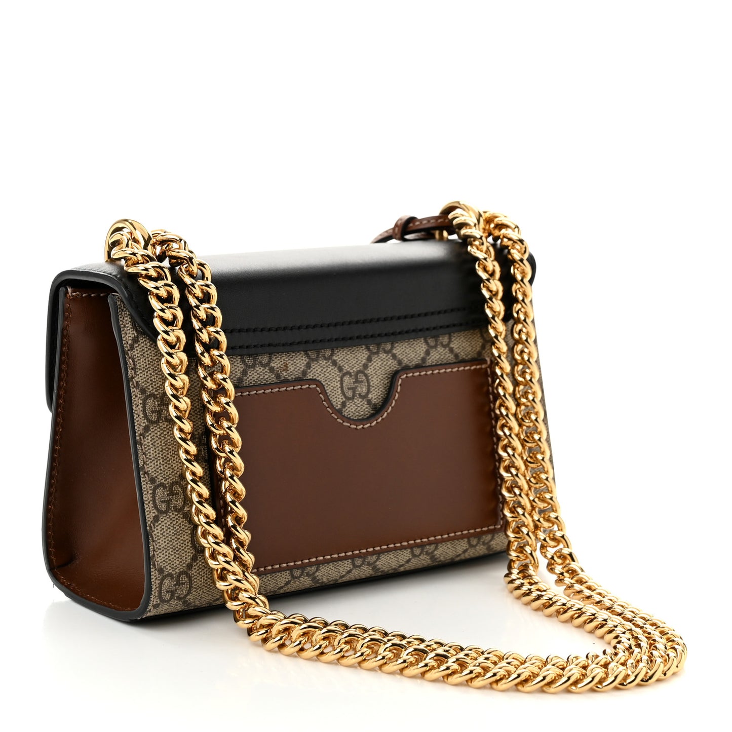 GG Supreme Monogram Calfskin Small Padlock Shoulder Bag Beige Black Cuir