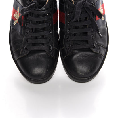 Gucci Calfskin Ayers Web Bee Embroidered Ace Sneakers 38 Black 11 of 19