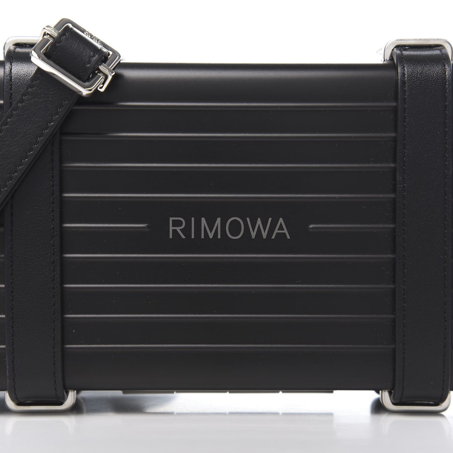 X RIMOWA Aluminum Personal Clutch On Strap Black
