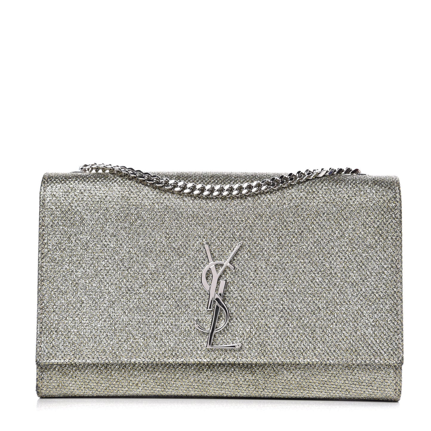 Metallic Canvas Woven Medium Classic Monogram Kate Satchel Gold