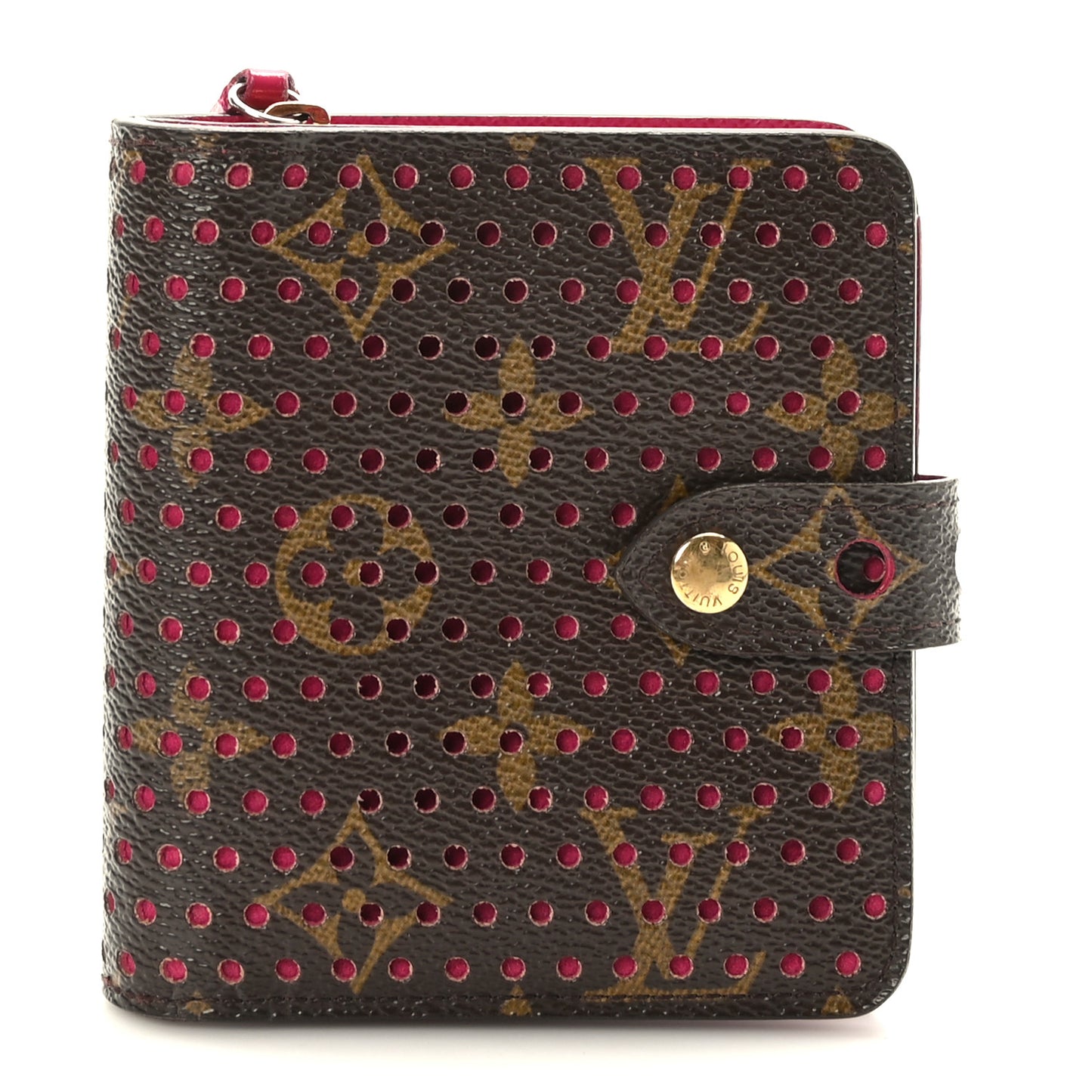 Monogram Perforated Compact Zipped Wallet Fuchsia