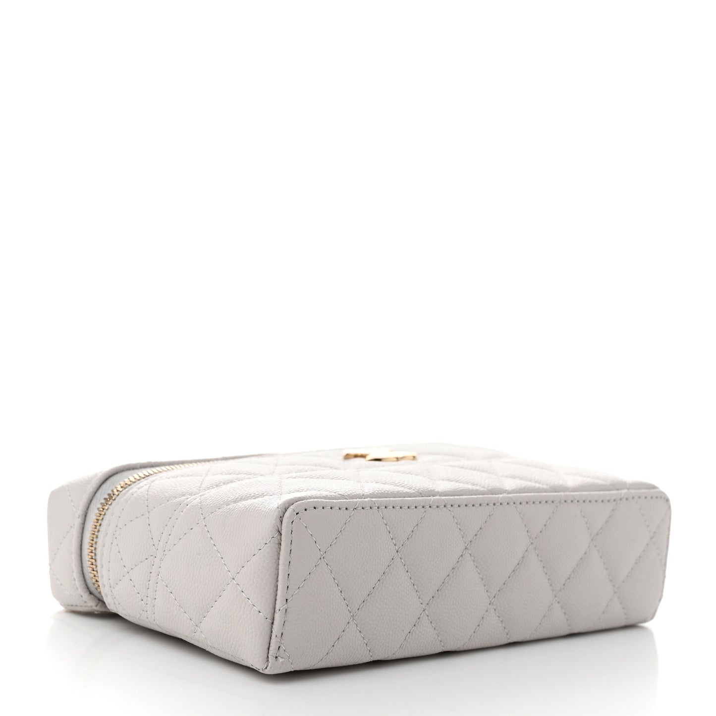 Caviar Quilted Trendy Handle Slim Vanity Light Grey