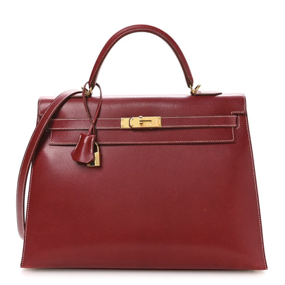 Hermes Veau Grain Lisse Kelly Sellier 35 Rouge Vif 1 of 10