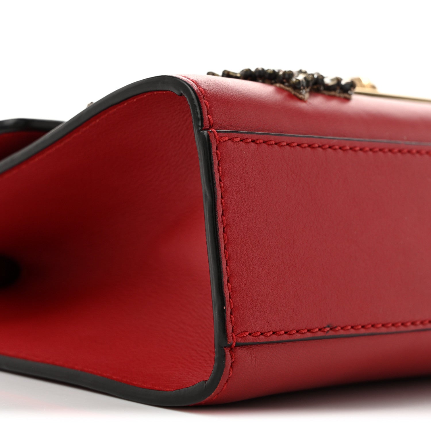 Gucci Calfskin Crystal Star Embroidered Small Padlock Shoulder Bag Hibiscus Red 9 of 15