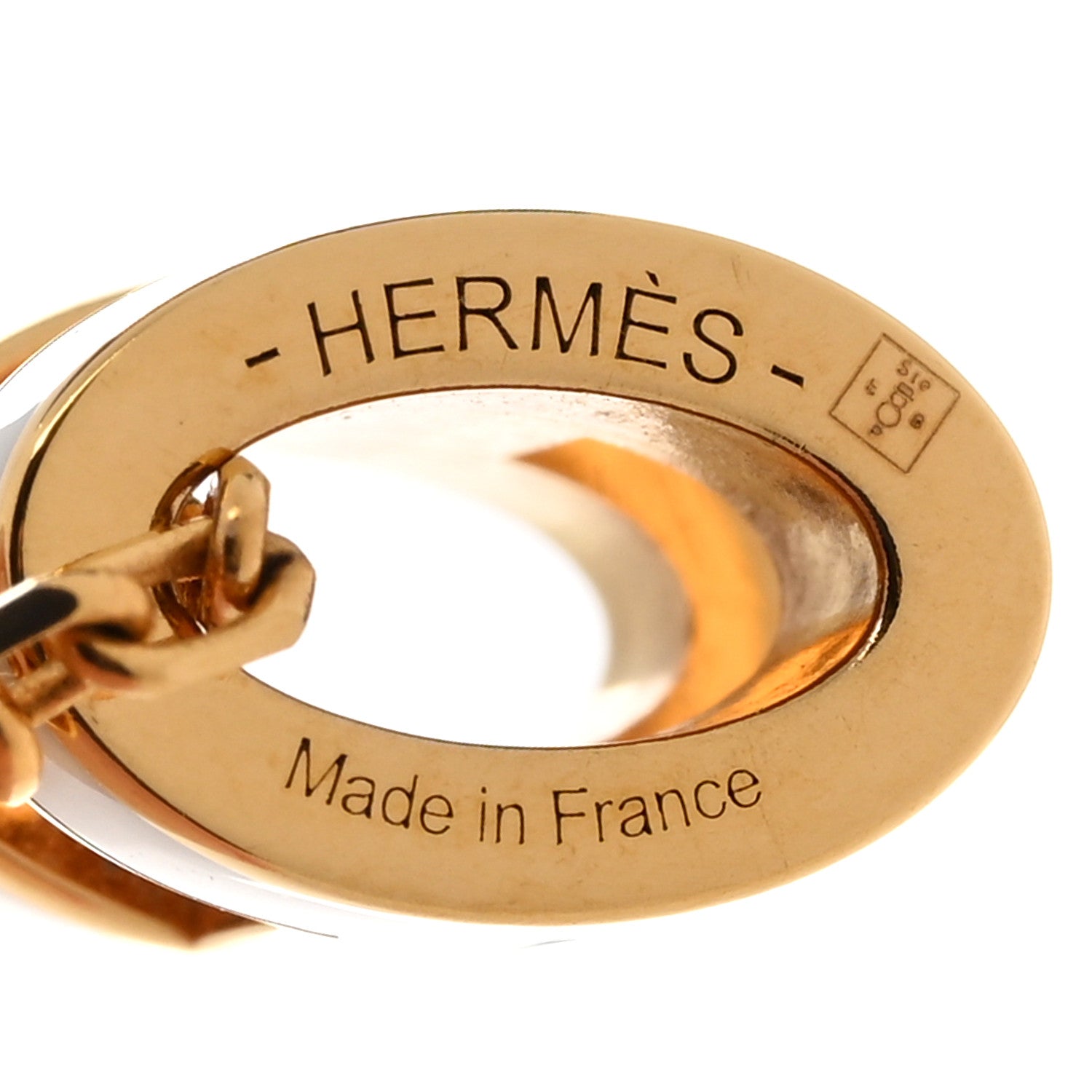 Hermes Lacquered Gold Mini Pop H Pendant Necklace White 6 of 7