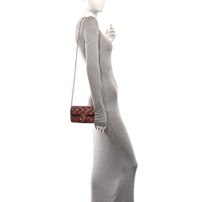 Gucci Tweed GG Monogram Mini GG Marmont Shoulder Bag Pink Red 2 of 12
