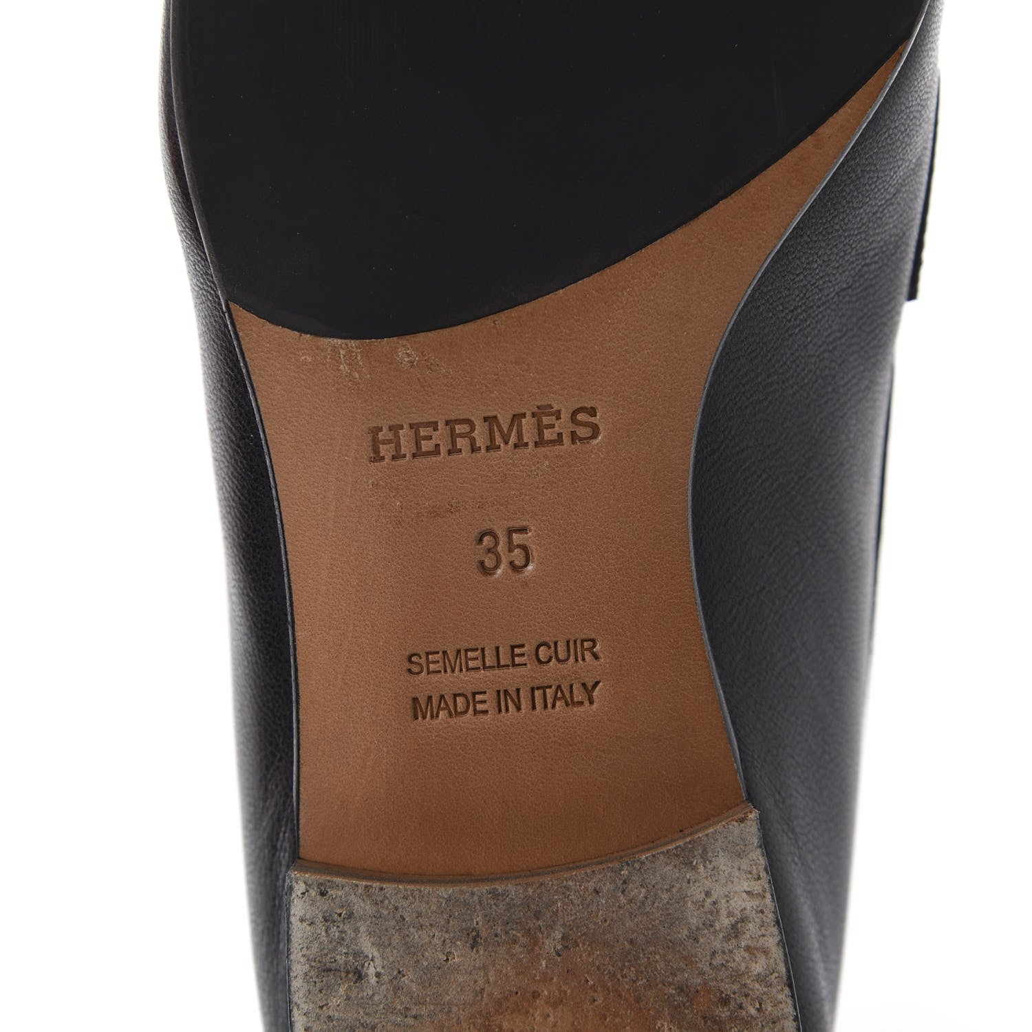 Hermes Goatskin Womens Royal Loafers 35 Black 7 of 10